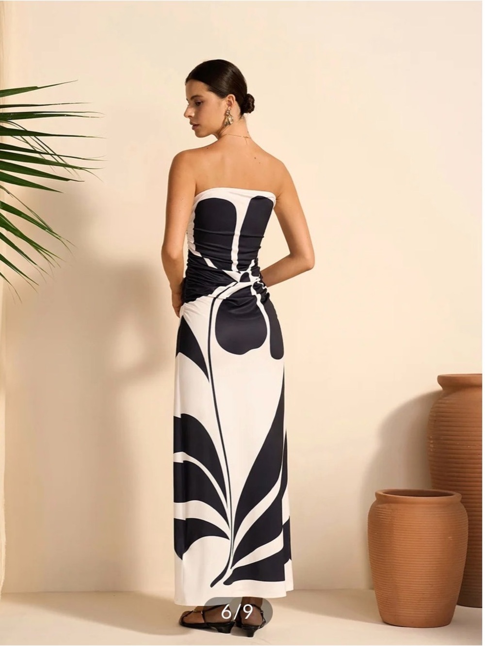 Commense Strapless Black and White Floral Maxi Dress Small - Picture 2 of 7